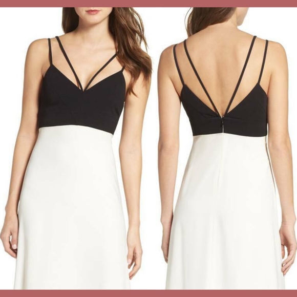 NWT Jill Jill Stuart‎ Strappy Gown Black/Ivory [SZ 10 ] - Picture 2 of 8